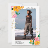 Gold glitter floral photo botanical graduation 招待状 (裏面)