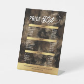 Gold Glitter Glam Watercolor Salon Services Menu 台座サイン (正面)