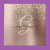 Gold Glitter, Gold Monogram, Black Script Name タイル