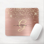 Gold Glitter, Gold Monogram, Black Script Name マウスパッド (マウス)