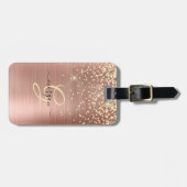 Gold Glitter, Gold Monogram, Black Script Name ラゲッジタグ (正面横)