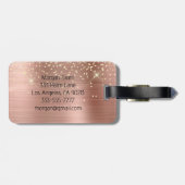Gold Glitter, Gold Monogram, Black Script Name ラゲッジタグ (裏面横)