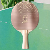 Gold Glitter, Gold Monogram, Black Script Name 卓球ラケット