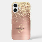 Gold Glitter, Gold Monogram, Black Script Name Case-Mate iPhoneケース (裏面)