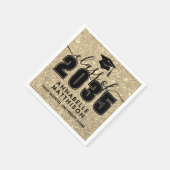 Gold Glitter Graduation スタンダードカクテルナプキン (角)