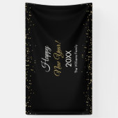 Gold Glitter Happy New Year Black Party 横断幕 (縦)