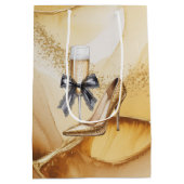 Gold Glitter High Heel 50 & Fabulous Birthday ミディアムペーパーバッグ (裏面)