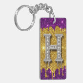 Gold Glitter Letter H Custom Name Keychain Gift キーホルダー (正面左)