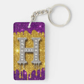 Gold Glitter Letter H Custom Name Keychain Gift キーホルダー (裏面)