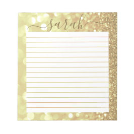 Gold Glitter Lined Personalized ノートパッド