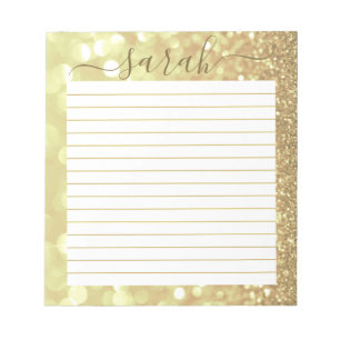Gold Glitter Lined Personalized ノートパッド