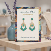 Gold Glitter Marble Earring Jewelry Display Card 名刺