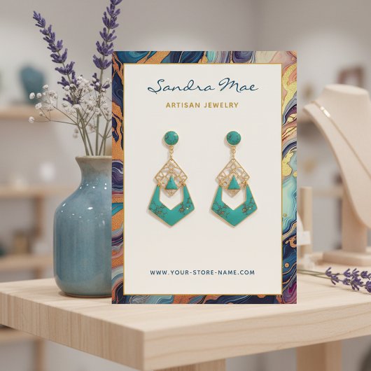 Gold Glitter Marble Earring Jewelry Display Card 名刺