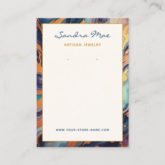 Gold Glitter Marble Earring Jewelry Display Card 名刺 (正面)