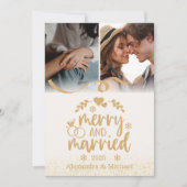Gold Glitter Merry and Married 2 Photo  シーズンカード (正面)