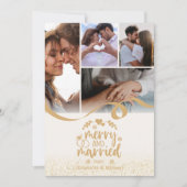 Gold Glitter Merry and Married 5 Photo シーズンカード (正面)