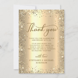 Gold Glitter Metal Foil 50th Wedding Anniversary サンキューカード