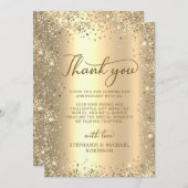 Gold Glitter Metal Foil 50th Wedding Anniversary サンキューカード (正面/裏面)