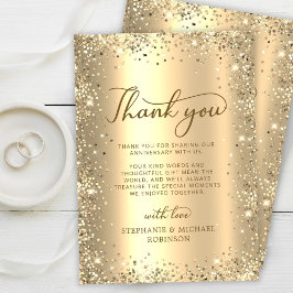 Gold Glitter Metal Foil 50th Wedding Anniversary サンキューカード