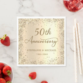 Gold Glitter Metal Foil 50th Wedding Anniversary スタンダードランチョンナプキン