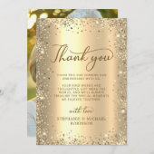 Gold Glitter Metal Photo 50th Wedding Anniversary サンキューカード (正面/裏面)