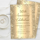 Gold Glitter Metallic 50th Wedding Anniversary 招待状
