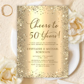 Gold Glitter Metallic 50th Wedding Anniversary 招待状