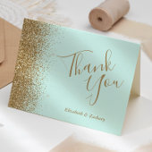 Gold Glitter Mint Green Wedding Thank You カード