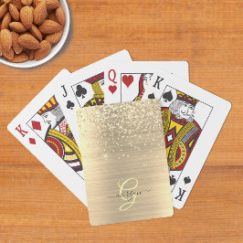 Gold Glitter & Monogram, Black Script Name トランプ