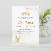 Gold Glitter Moon and Lantern Ramadan Iftar 招待状 (スタンド正面)