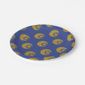 Gold Glitter Moon and Stars Pattern on Blue ペーパープレート (アングル)