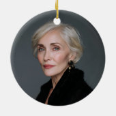 Gold Glitter Navy Blue Foil 75th Birthday Photo セラミックオーナメント (裏面)