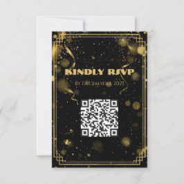 Gold Glitter New Year’s Eve RSVP Card | Elegant サンキューカード