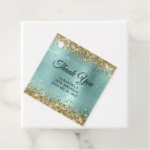 Gold Glitter Pale Turqoise 50th Birthday Thank You フェイバータグ (インサイチュ)