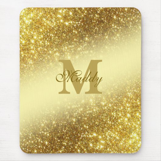 gold glitter personalized マウスパッド (正面)