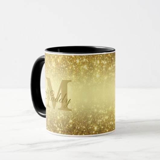 gold glitter personalized  マグカップ (正面左)