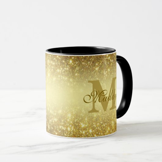 gold glitter personalized  マグカップ (正面右)