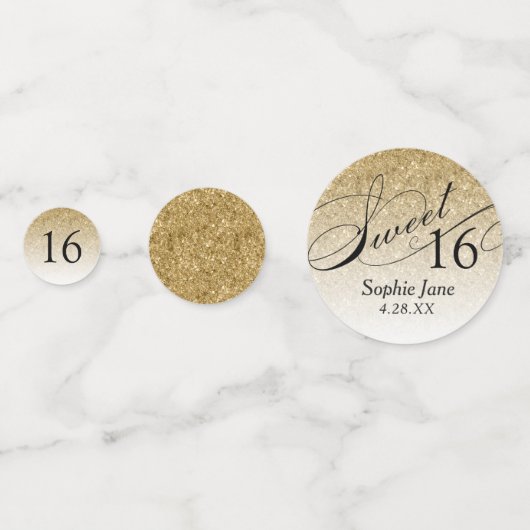 Gold Glitter Personalized Sweet 16 Confetti コンフェッティ (正面)