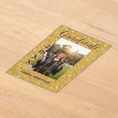 Gold glitter photo graduation add name class text アクリル招待状 (レイダウン)