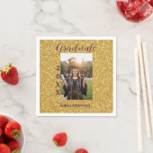 Gold glitter photo graduation add name class text スタンダードカクテルナプキン (インサイチュ)