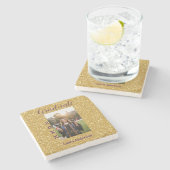 Gold glitter photo graduation add name class text ストーンコースター (横)