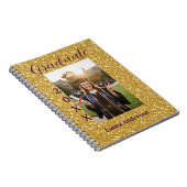 Gold glitter photo graduation add name class text ノートブック (右側)