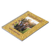 Gold glitter photo graduation add name class text ノートブック (左側)