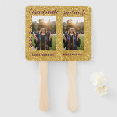 Gold glitter photo graduation add name class text ハンドファン (正面&裏面)