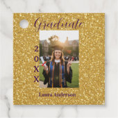 Gold glitter photo graduation add name class text フェイバータグ (正面)