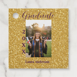 Gold glitter photo graduation add name class text フェイバータグ