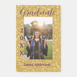 Gold glitter photo graduation add name class text ポストイット