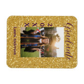 Gold glitter photo graduation add name class text マグネット (横)