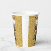 Gold glitter photo graduation add name class text 紙コップ (左)