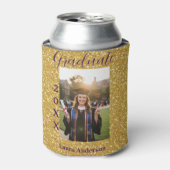 Gold glitter photo graduation add name class text 缶クーラー (缶正面)